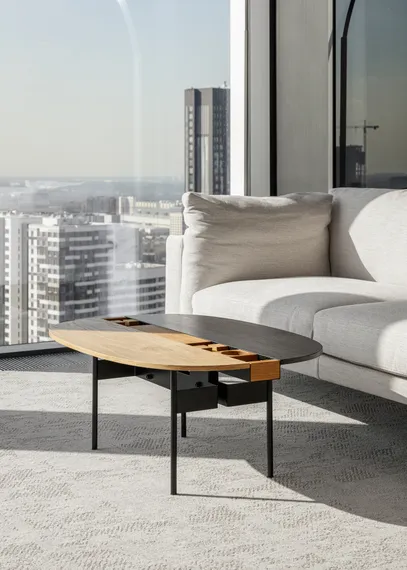 Журнальный столик Between L, 105х64х37 см, дуб/черный ясень