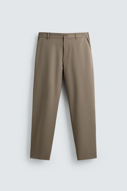 ZARA БРЮКИ ИЗ РЕЛЬЕФНОЙ ТКАНИ КОМФОРТНОГО КРОЯ, РЫЖЕВАТО-КОРИЧНЕВЫЙ