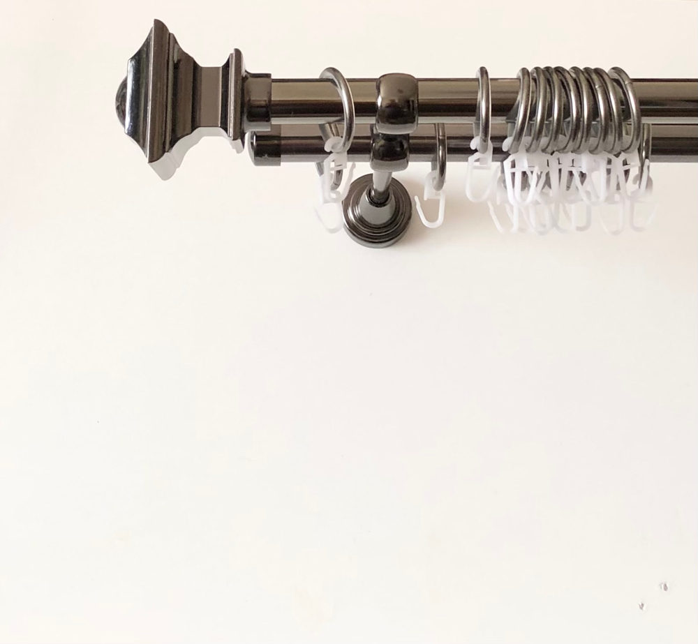 Карниз для штор "Верди" d19/19 мм двухрядный, цвет черный никель