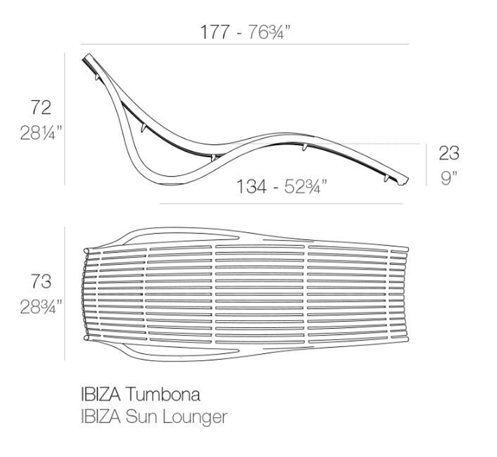 Лежак пластиковый Vondom Ibiza Basic, тортора