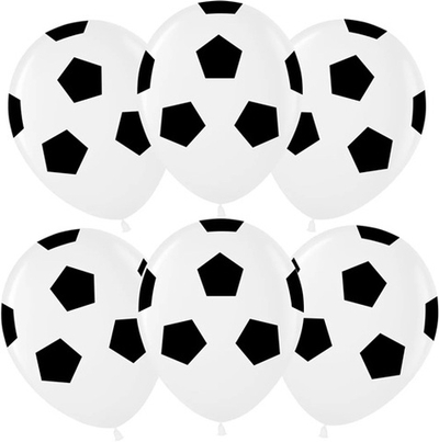 Воздушные шары Футбольный мяч, Белый, пастель, 5 ст 30см с гелием и обработкой Хай-флоат