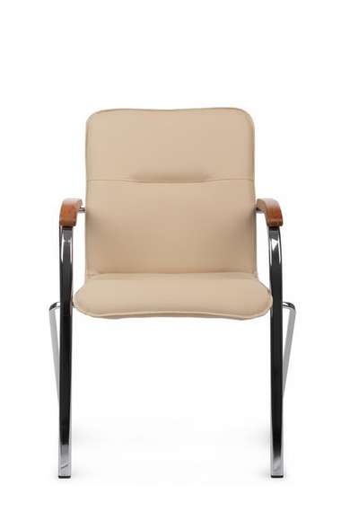 Стул Самба с деревянными подлокотниками SMB-02H Хром гальв. Бежевый