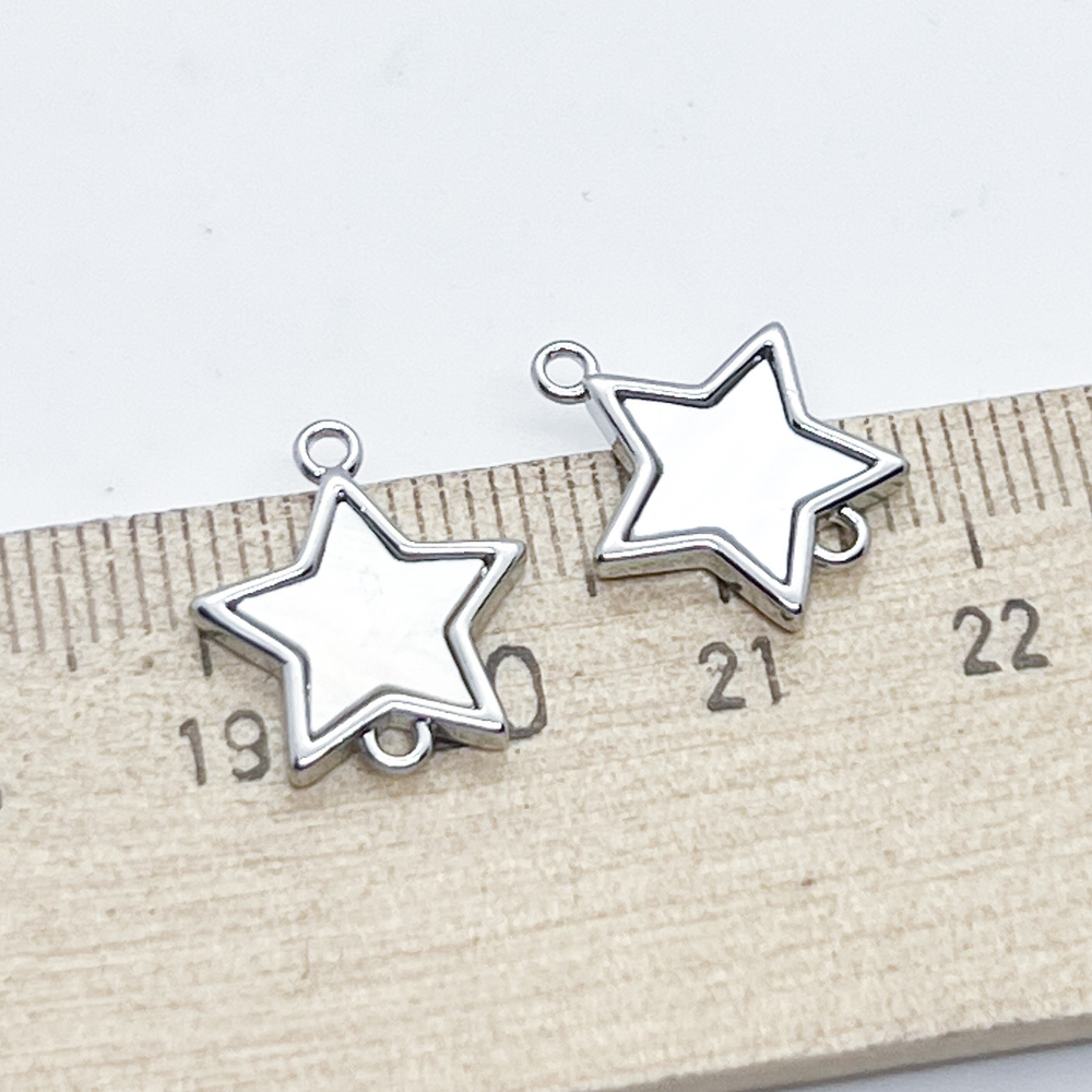 Коннектор Звезда, цвет серебро (родий), перламутр, размер 15*13 мм, цена за 1 шт