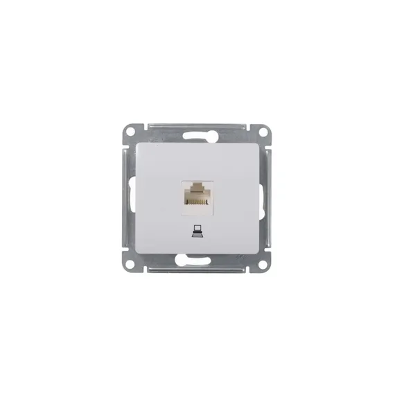 Розетка компьютерная 1-м СП Glossa RJ45 кат.5E механизм бел. SE GSL000181K