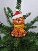 Медвежёнок ёлочная игрушка из фарфора