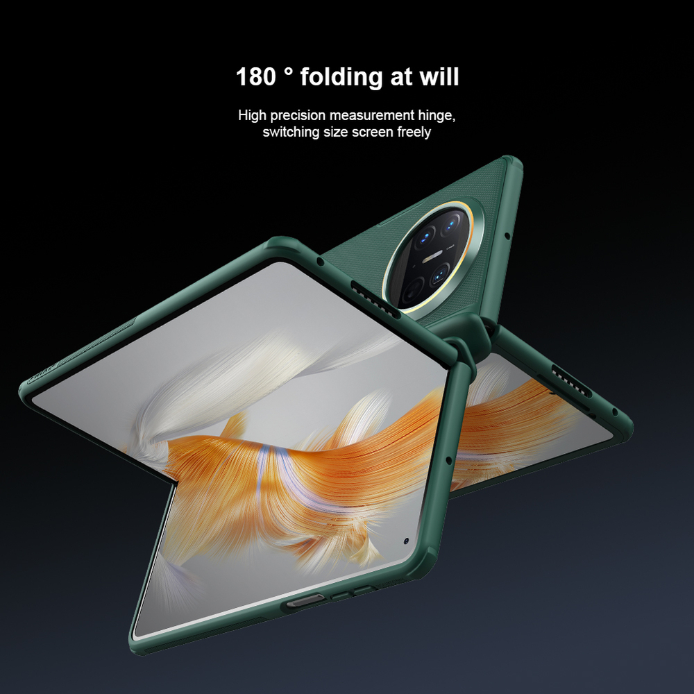 Чехол двухкомпонентный зеленого цвета от Nillkin для смартфона Huawei Mate X3, серия Super Frosted Shield Fold