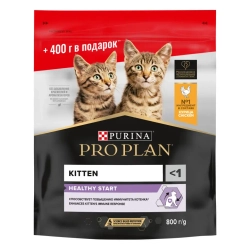 Pro plan healthy start сухой корм для котят, беременных и кормящих кошек, с курицей - 400 + 400 г в подарок