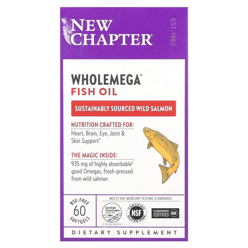 New Chapter, Рыбий жир Wholemega, 60 мягких таблеток