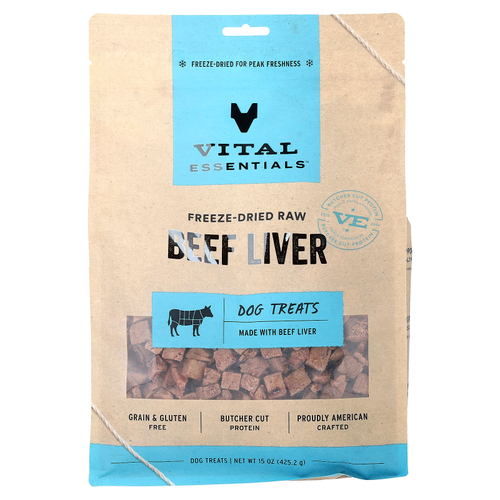 Vital Essentials, сублимированные лакомства для собак, со вкусом говяжьей печени, 425,2 г (15 унций)