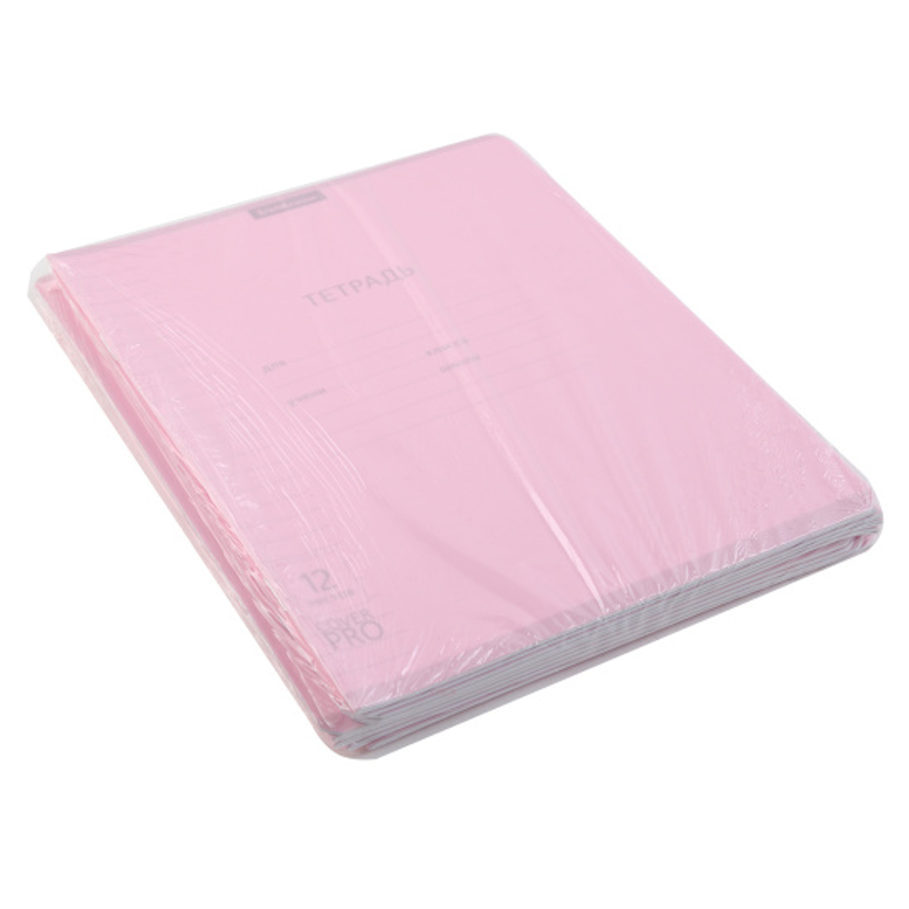 Тетрадь, 12 листов, линия, пластик, Erich Krause, Pastel, Классика CoverPrо, розовый