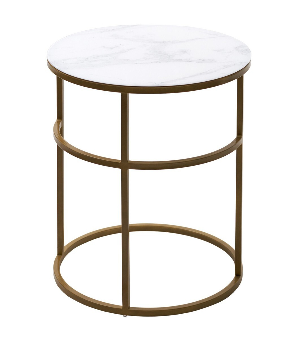 Журнальный столик Френсис Белый мрамор, стекло/ золотой каркас M-city