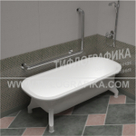 Поручень опорный угловой Г-образный, правый, пристенный, нерж. сталь, 600x900 мм, D38 мм