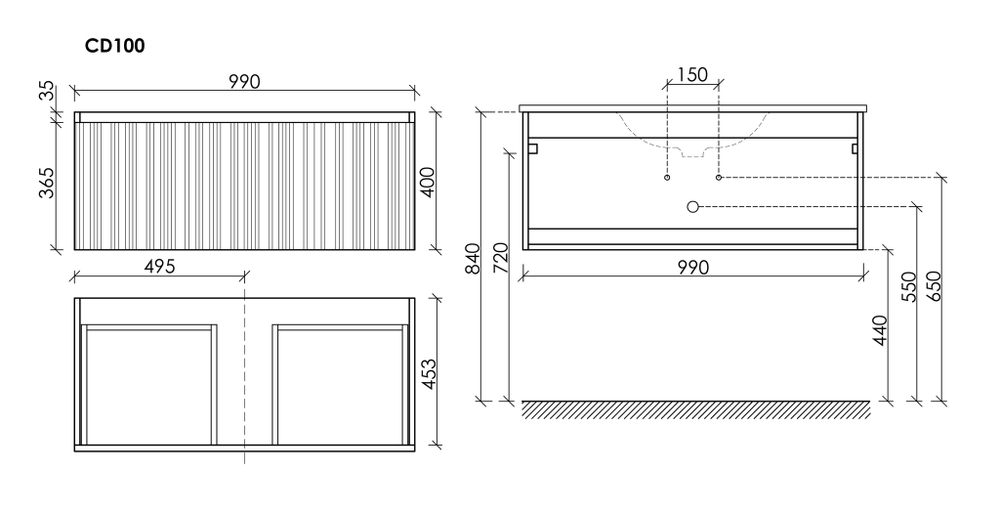 Тумба подвесная SANCOS Code 990х453х400, c одним ящиком оснащенным доводчиками, цвет серая платина , арт. CD100GP