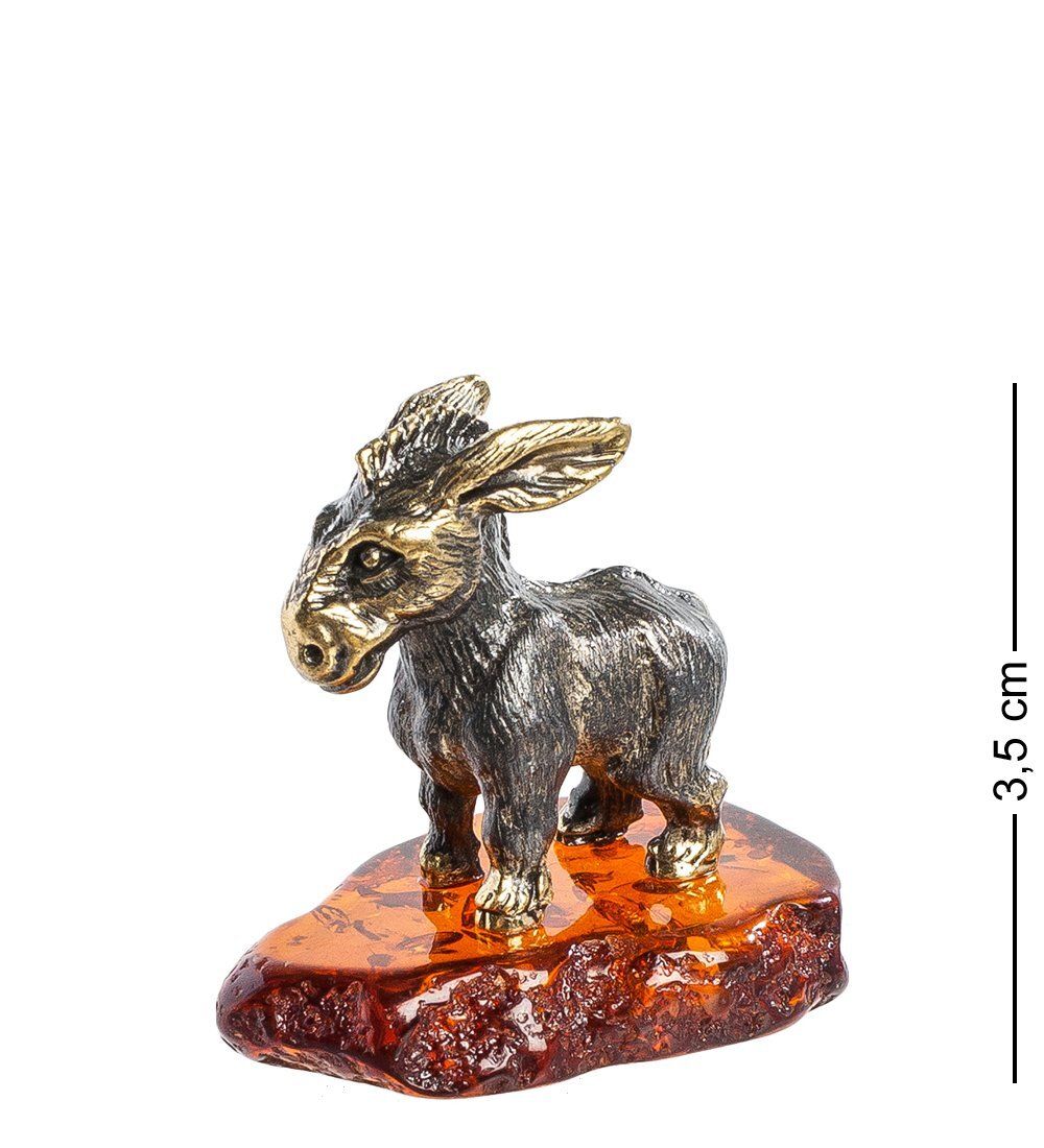 AM-1151 Фигурка «Ослик упрямый» (латунь, янтарь)