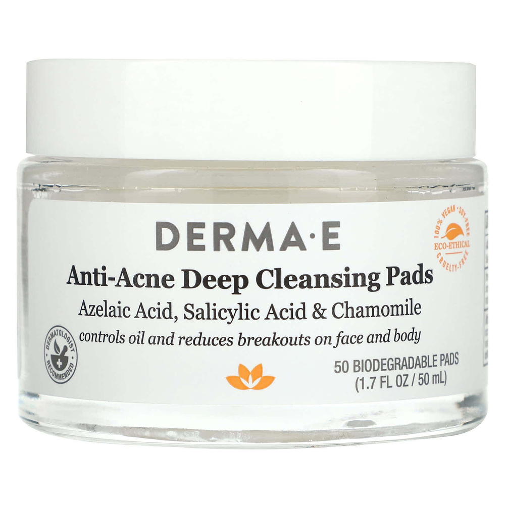 DERMA E, Подушечки для глубокого очищения от акне, 50 шт., 50 мл (1,7 жидк. унц.)