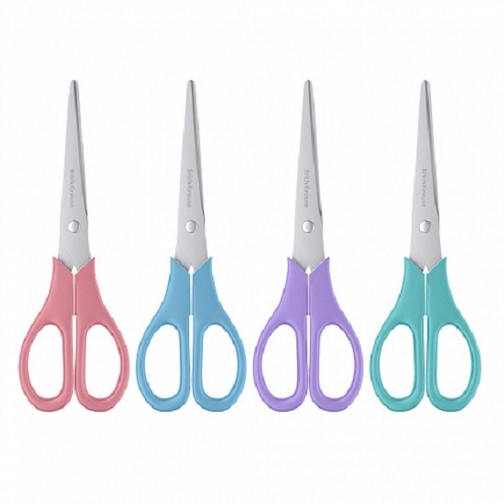 Ножницы 17 см, Erich Krause EasyCut Pastel, симметричные, цвет корпуса ассорти
