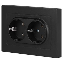 Розетка Intro Accent 6-205-05 двойная с заземлением 2X2P+E Schuko 16А-250В IP20 СУ AL/CU антрацит | Intro