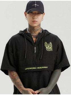 Куртка анорак нейлоновая с коротким рукавом и капюшоном