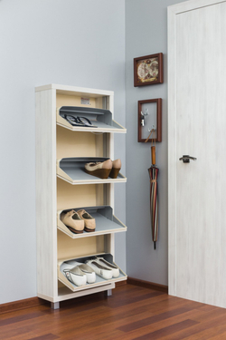 Обувница в прихожую компактная для обуви Люкс 4 фасад лдсп выбеленное дерево