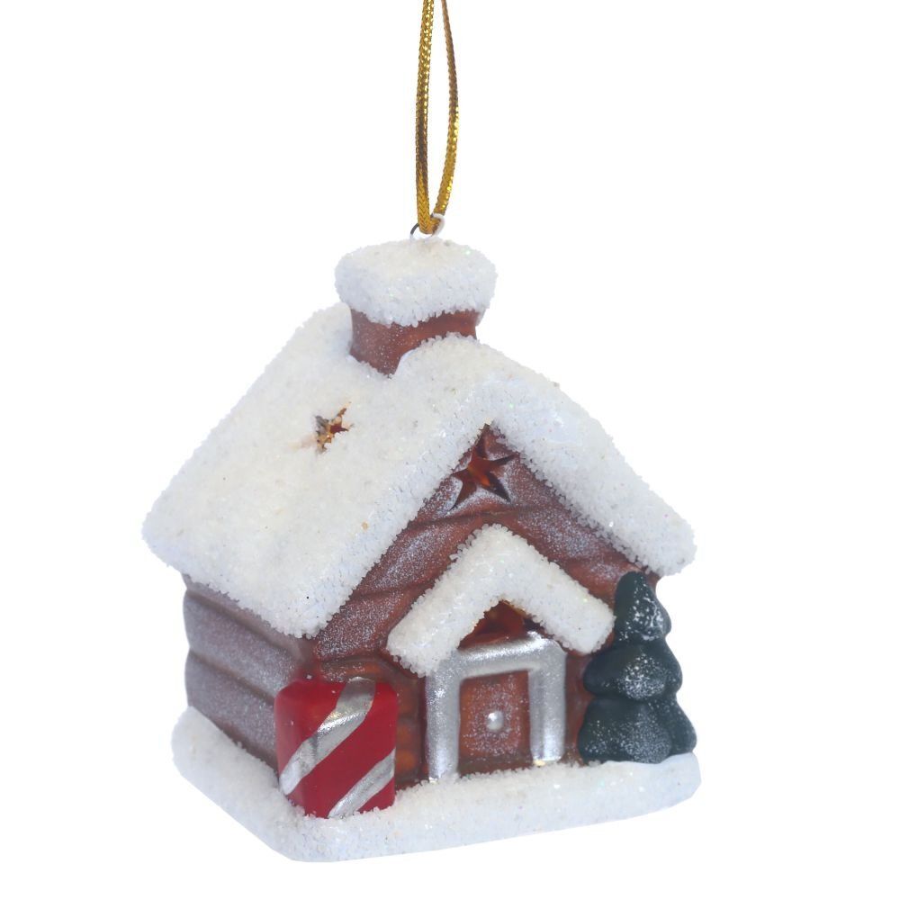 GAEM Украшение новогоднее "Домик" с подсветкой (LR44 2 шт), L6,5 W5,5 H8 см, 3в.