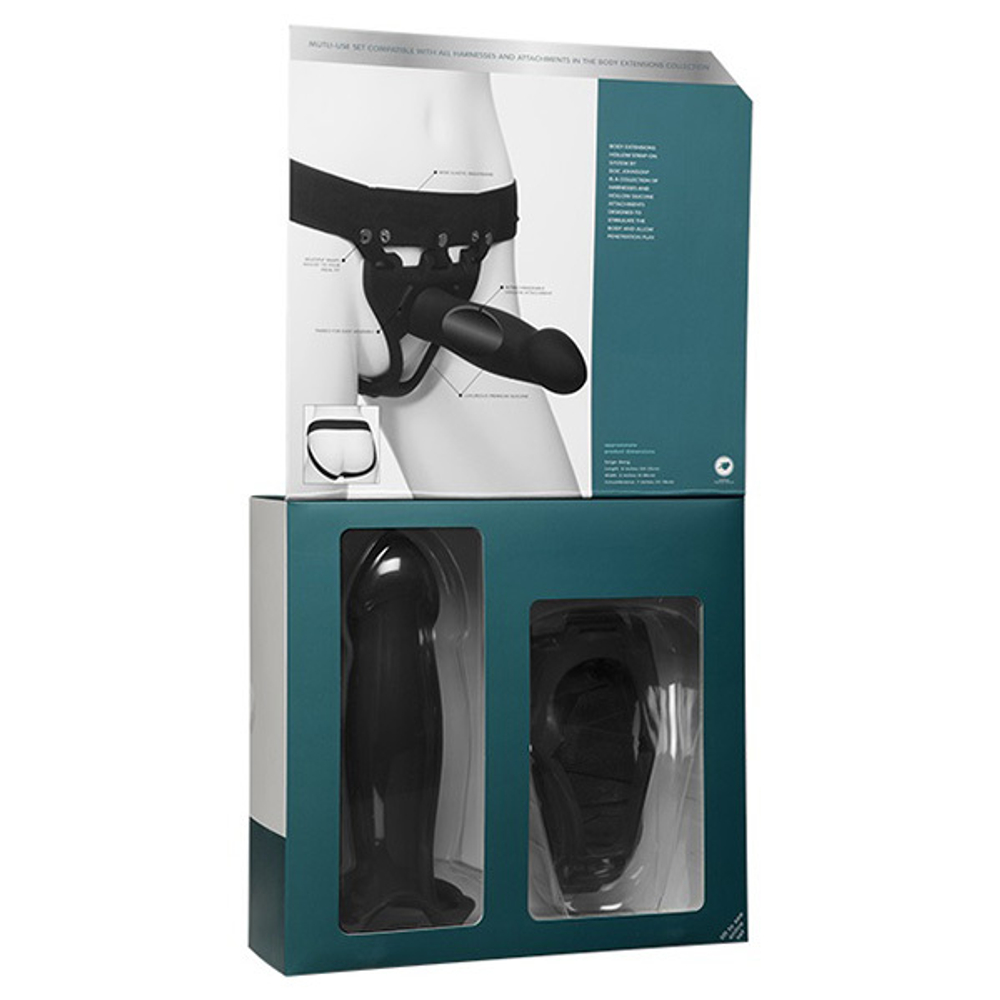 Мужской полый страпон 20,3см Doc Johnson Body Extensions BE Bold Black 800-08-BX