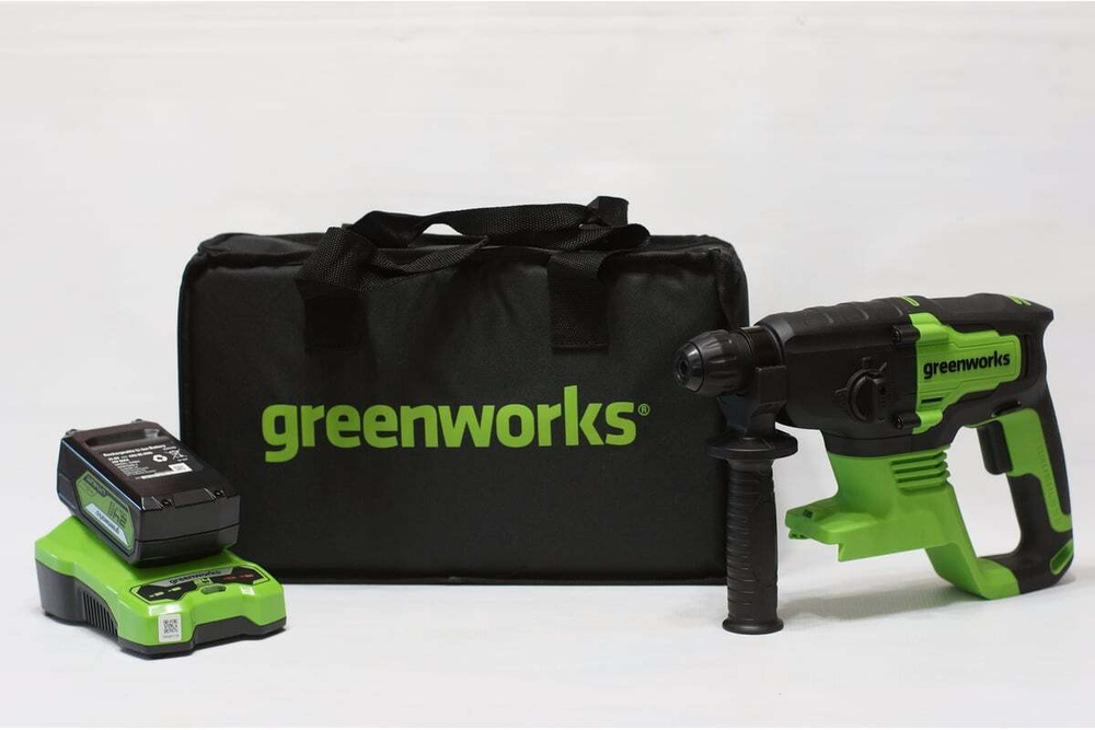 Перфоратор GREENWORKS GD24SDS2 24V акб 4 А.ч и з/у в сумке   3803007UB