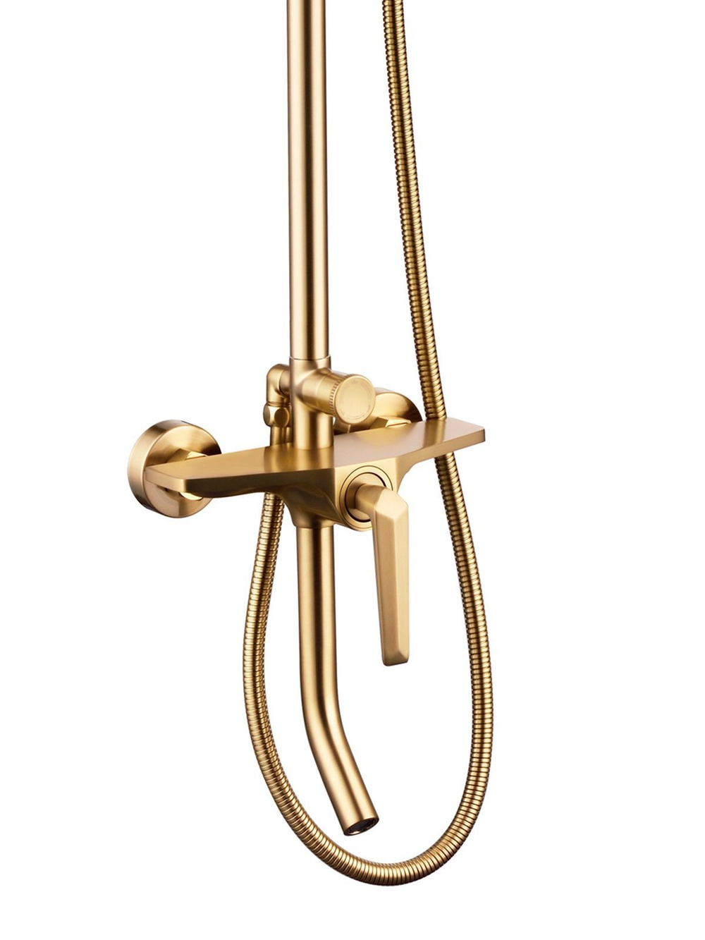 Душевая система "Grocenberg" из латуни со смесителем и верхним душем (матовое золото)