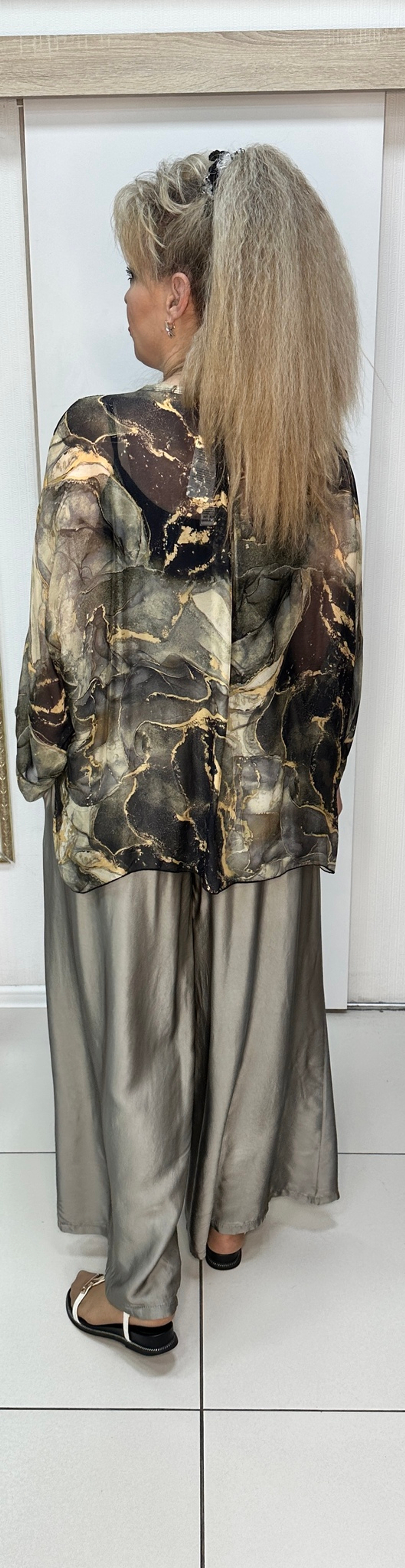 Итальянские нарядные брюки-палаццо на резинке