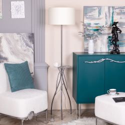 Светильник напольный торшер Нимфея с абажуром Винтаж-2 Айвори