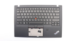 Верхняя панель с клавиатурой (топкейс) для ноутбука Lenovo ThinkPad X1 Carbon 5th Gen FingerPrint, черная, с подсветкой, раскладка - русская (01LX569)