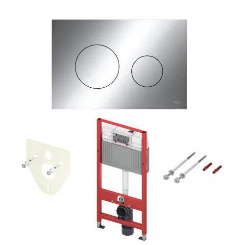 Инсталляция для подвесного унитаза. Комплект  4 в 1 Tece Base 2.0 с панелью смыва TECEloop (глянцевый хром)