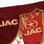 Ламбрекен с косынками стеганые JAC (экокожа, красный, золотые кисточки)