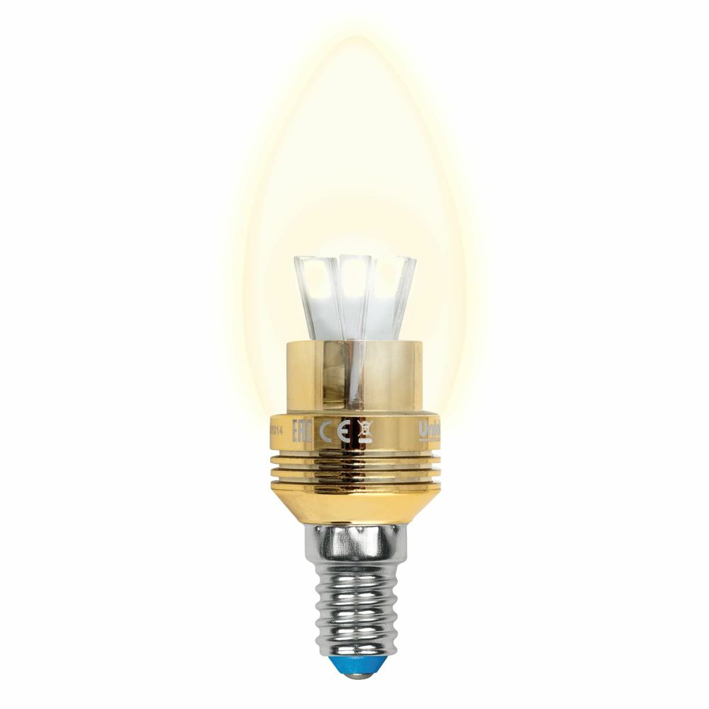 LED-C37P-5W/WW/E14/CL ALC02GD Лампа светодиодная пятилепестковая. Форма свеча, прозрачная колба. Материал корпуса алюминий. Цвет свечения теплый бел
