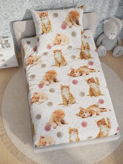 Постельное белье перкаль Сказка "Котята" 1,5-сп  Наволочка 50х70 см 1 шт Простынь  150x215 см Пододеяльник 145x205 см