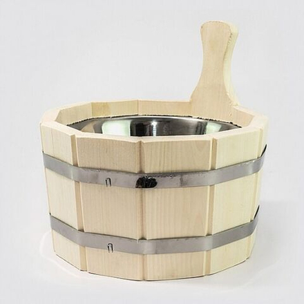 Ушат шайка 10л с нержавеющей вставкой,липа