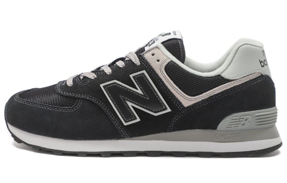 New Balance NB 574 retro letter lace-up mesh fabric two-layer suede non-slip wear-resistant breathable lightweight low-top ENCAP casual running shoes for men and women the same style black