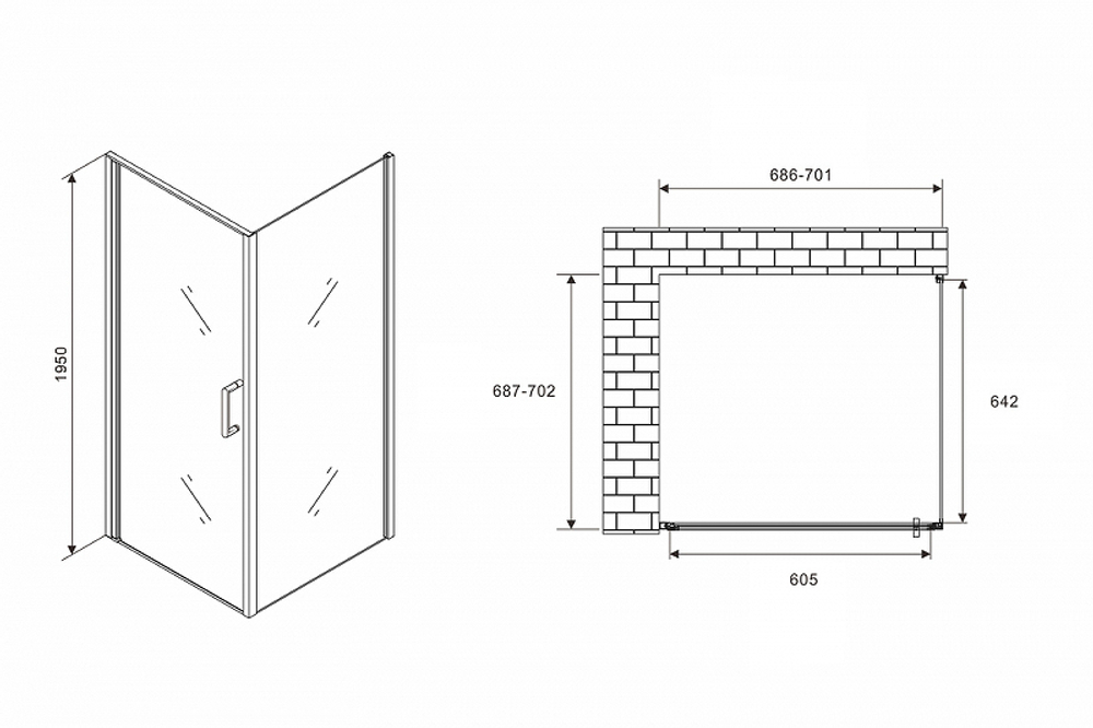 Душевой уголок Abber Sonnenstrand 70x70 AG04070-S70 профиль Хром стекло прозрачное
