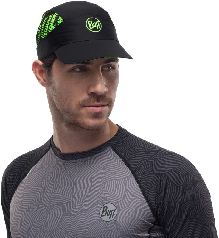 Спортивная кепка для бега Buff Pack Run Cap R-Flash Logo Black Фото 2