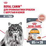 Royal Canin Hair&Skin Care Хэйр Энд Скин Корм влажный для взрослых кошек поддержание здоровья кожи и шерсти соус 85г