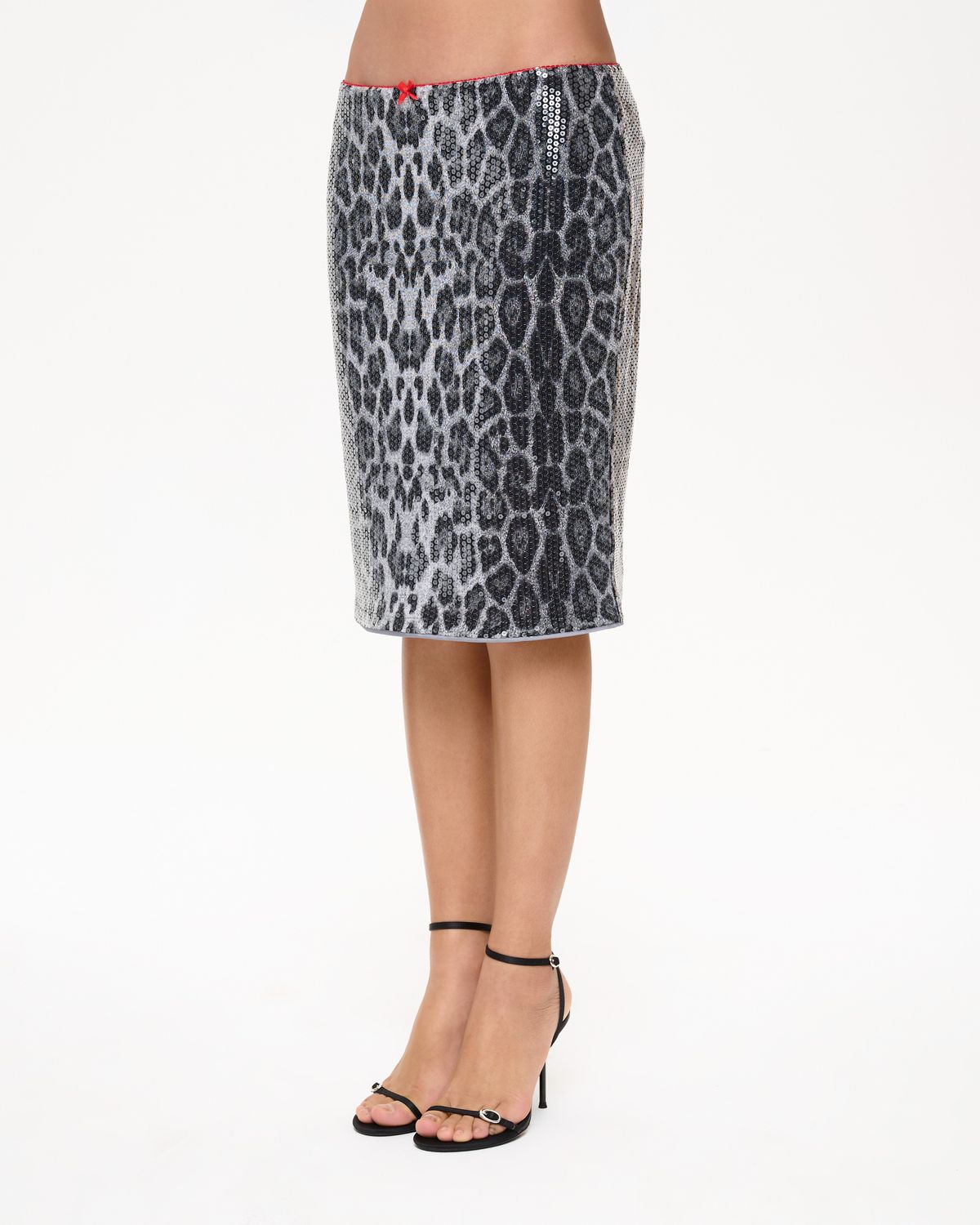 Юбка мини из пайеток с леопардовым принтом