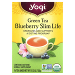 Yogi Tea, Slim Life, зеленый чай  с черникой, 16 чайных пакетиков, 32 г (1,12 унции)