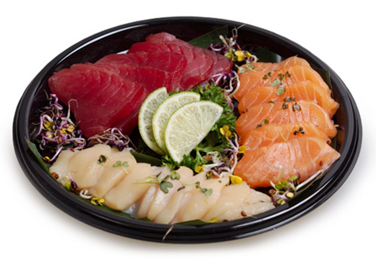 Сашими ассорти: лосось, тунец, гребешок, 240г
