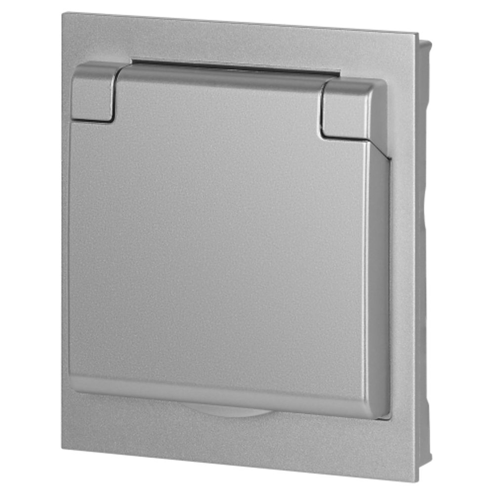 Розетка ЭРА Arktik 16-2103-03 с заземлением 2P+E Schuko со шторками с крышкой 16А-250В алюминий | Эра Arktik