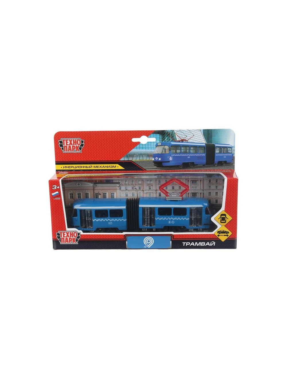 Машинка детская металлическая Трамвай 19 см