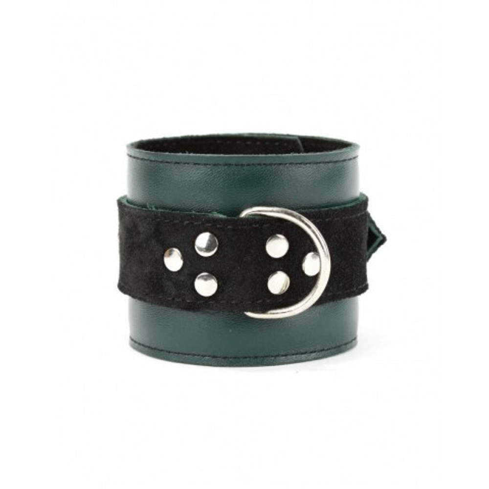 Наручники из натуральной кожи изумруд