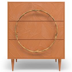 Комод Арт Колор leaves Классик Голд с 3 ящиками Томленый оранжевый