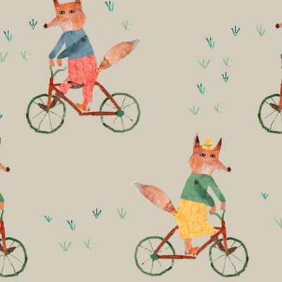 лиса и велосипед светлый/ fox light