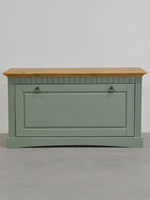 Скамья в прихожую Неаполь 93х50х39 см из массива сосны, деревянная обувница, эвкалипт антик