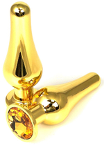 Золотистая удлиненная анальная пробка с оранжевым кристаллом - 10 см. (Цвет: оранжевый)