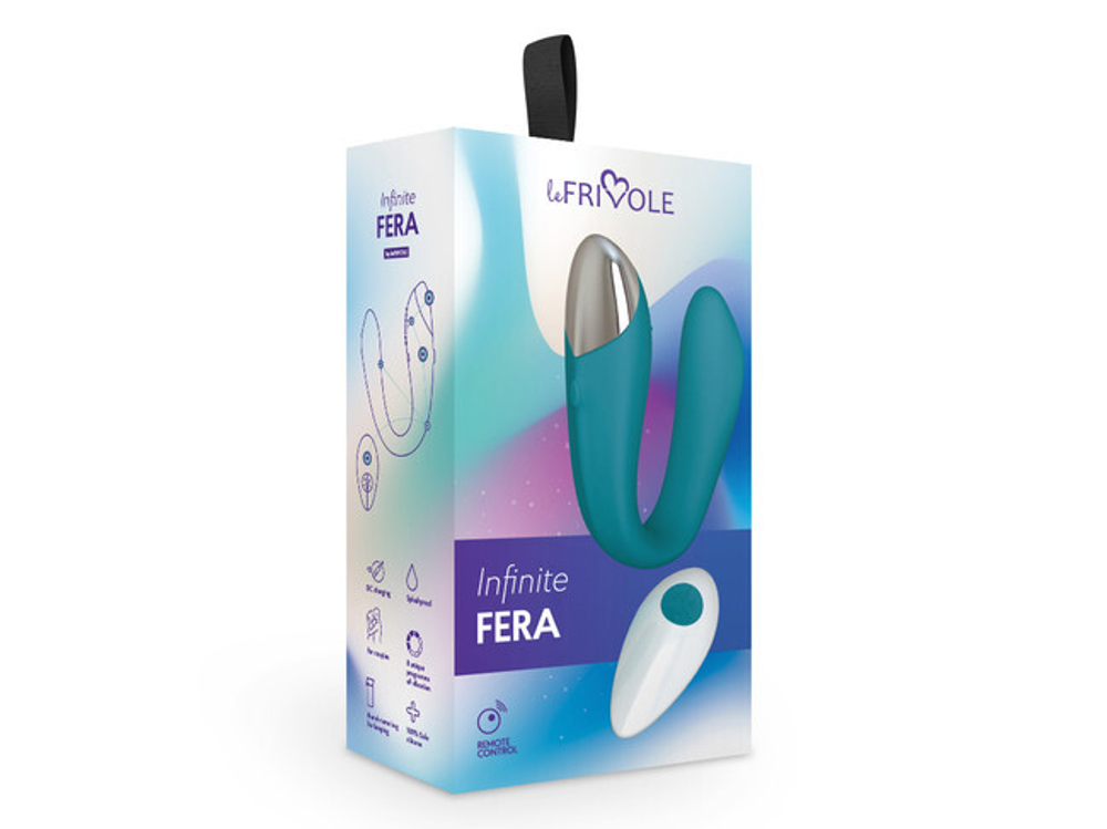 Вибратор для пар с пультом ДУ Fera, цвет морская волна (INFINITE) (Цвет: голубой)